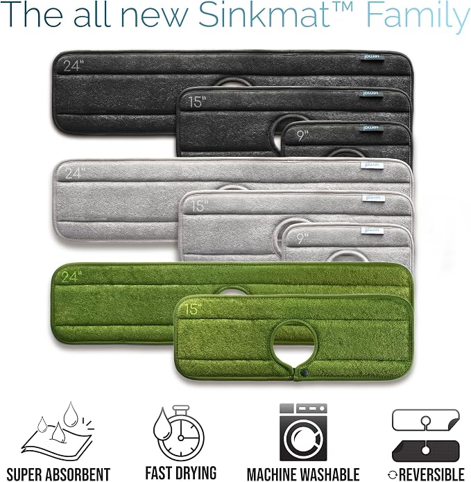 Ternal Original SINKMAT 15in Faucet Splash Guard Extra Long Microfiber Sink - Image 6