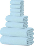 8 Piece Towel Set, 2 XL Bath, 2 Hand, 4 Washcloth, Sky Blue | 100% Cotton by TensTowels
