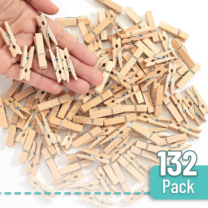 Mr. Pen- Mini Wooden Clothes Pins, 1.4 Inch, 132 Pack, Natural Wood Clips - Image 2
