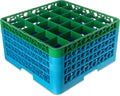 CFS RG25-4C413 OptiClean 25 Compartment Glass Rack with 4 Extenders, 10.3", Polypropylene, green/CFS Blue