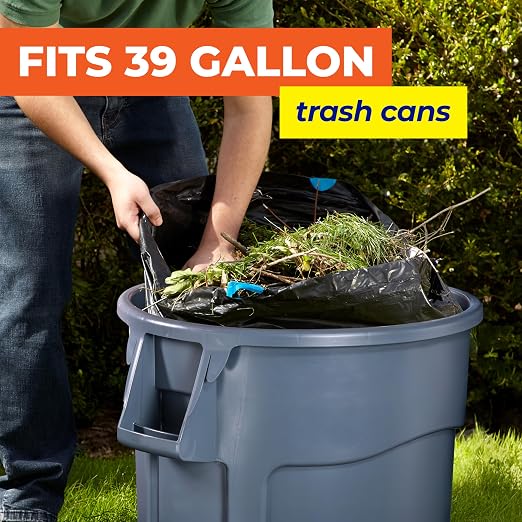 Hefty Essentials Extra Large 39 Gallon Trash Bags, 40ct | 39G Extra Large Black - Image 2