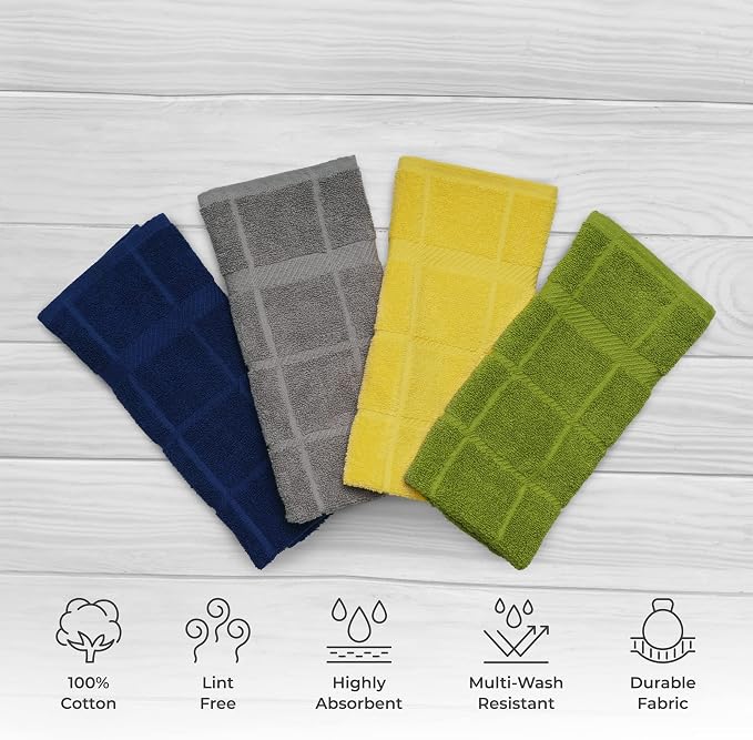 100% Cotton Terry Dish Towels, 4 Pack Solid, 16 x26 Inches, Super Soft and - Image 2