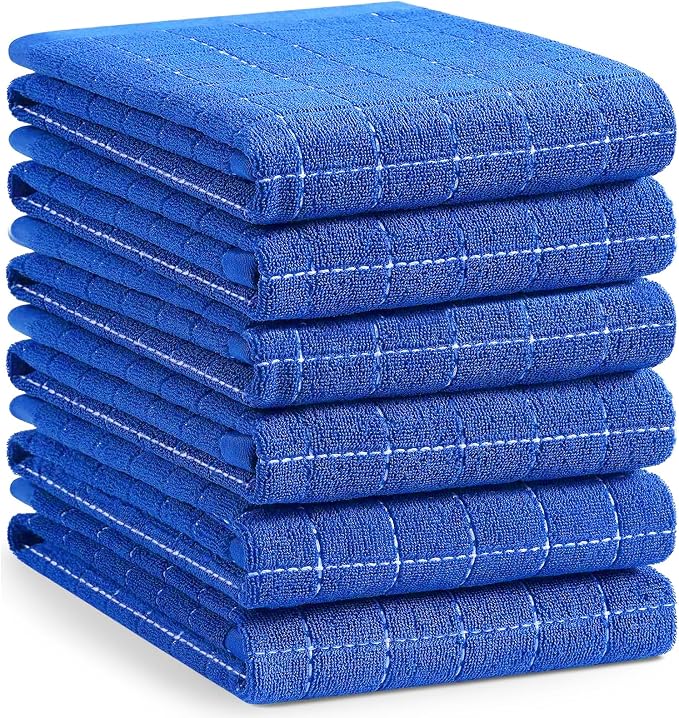 Homaxy 100% Cotton Terry Kitchen Towels, Large 6 Pack by Homaxy