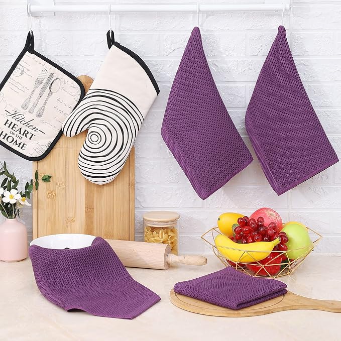 Homaxy 100% Cotton Waffle Weave Kitchen Dish Cloths 6-Pack, Ultra Soft - Image 6
