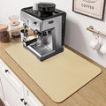 PoYang 24x16 Inch Coffee Mat, Large Dish Drying Mat, Creamy Beige | Quickly by PoYang