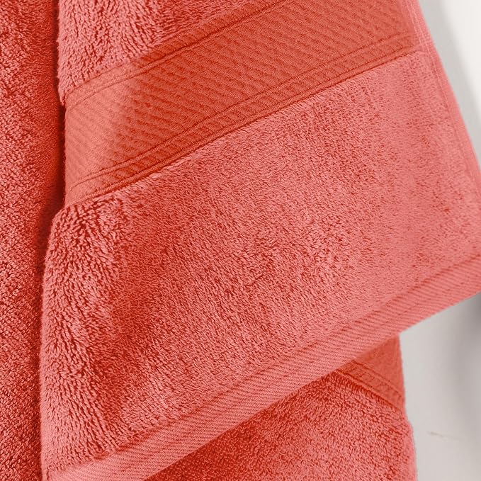 Superior Egyptian Cotton Plush & Absorbent, Bath Towel Set of 2, Coral | Quick - Image 3