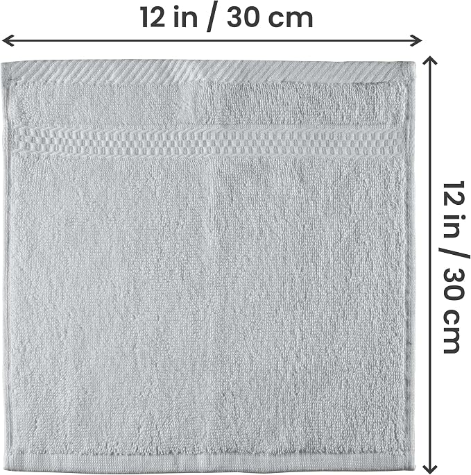 Utopia Towels 12 Pack Premium Wash Cloths, 12x12 in, 100% Cotton, Cool Grey | - Image 2