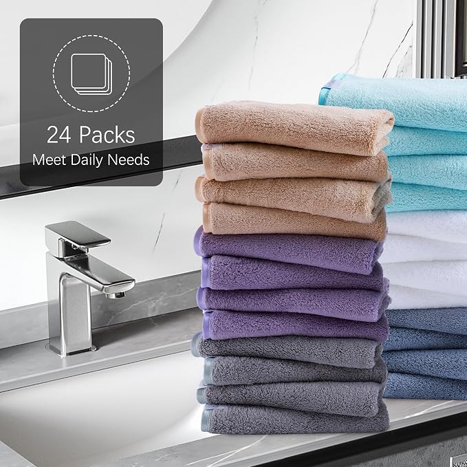 Cosy Family 24 Pack Soft Washcloths Set - Image 6