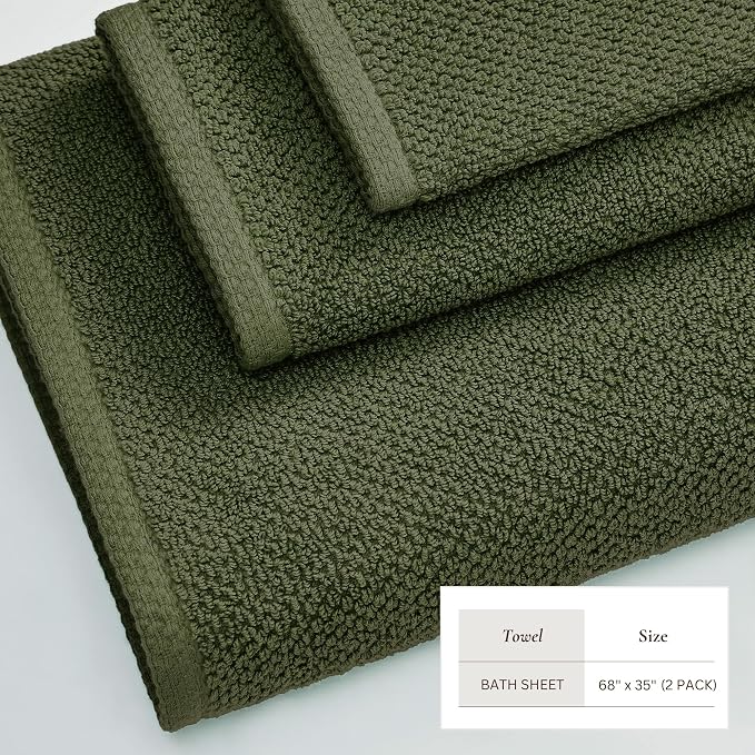 Great Bay Home 100% Cotton Oversized 2 Pack 68x35 Extra Large Towel Set - Image 4