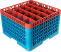 CFS RG25-5C412 OptiClean 25 Compartment Glass Rack with 5 Extenders, 11.9", Polypropylene, Orange/CFS Blue