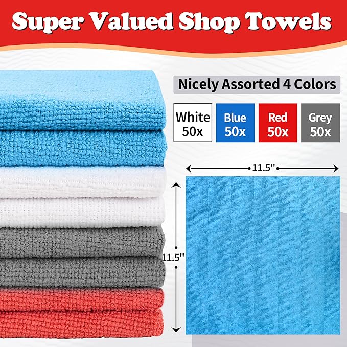 Shop Towels, Microfiber Cleaning Cloth Bulk, 200 Pack Microfiber Towels - Image 2