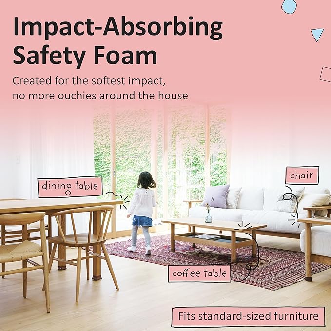 Bebe Earth Baby Proofing Edge and Corner Guard Protector Set for Back to School, 16.4 ft Edges & 4 Foam Corners, Furniture and Table Child Baby Proof Bumpers, Pre-Taped Corner Cushions - Oyster White