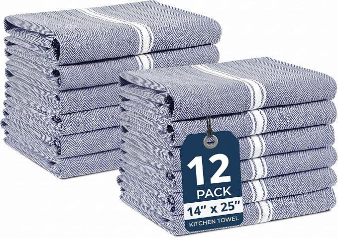 LANE LINEN Kitchen Towel Set 100% Cotton Absorbent Lint-Free 12 Pack by LaneLinen