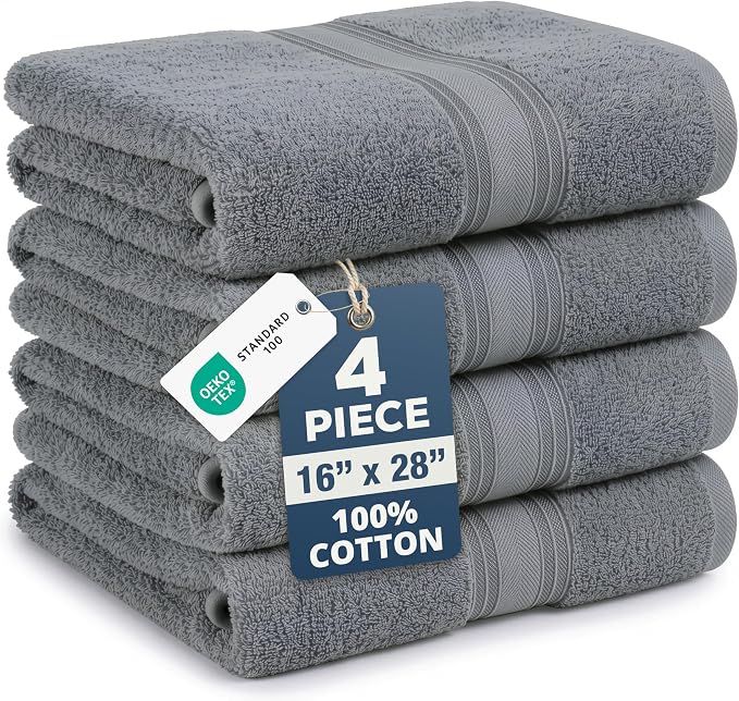 LANE LINEN Bath Hand Towels 100% Cotton 4 Pack 16x28 by LaneLinen