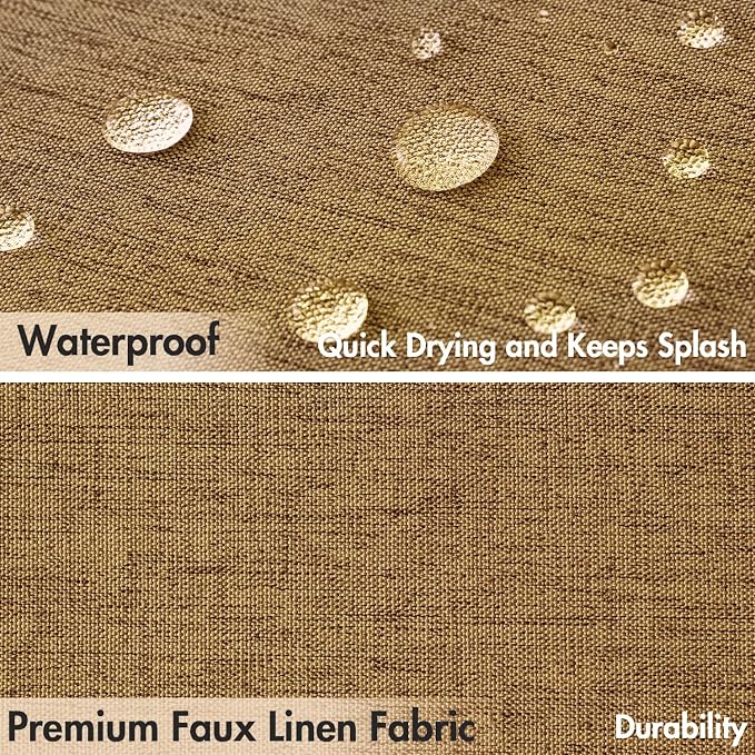 MIULEE 72"x84" Extra Long Scalloped Linen Shower Curtain Gold Brown - Image 4
