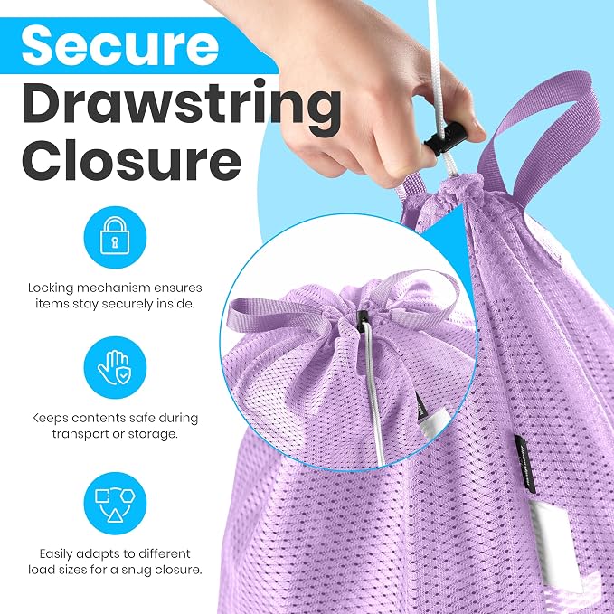 Handy Laundry XL Heavy Duty Mesh Laundry Bag 24x36 in, Drawstring Purple - Image 3
