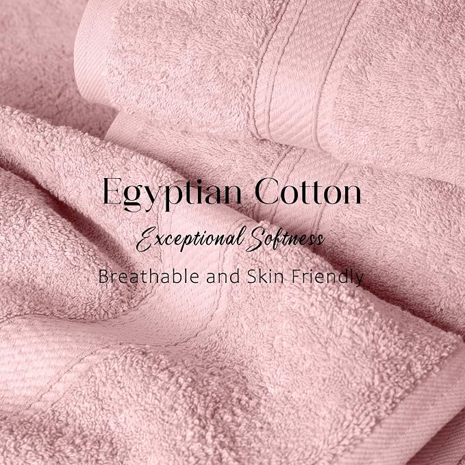 SUPERIOR Egyptian Cotton Ultra Plush & Absorbent, 3 Piece Set, Tea Rose | Quick - Image 4