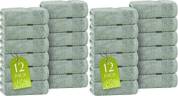White Classic Green Washcloths Set by WhiteClassic
