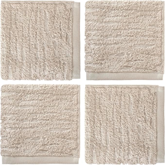 SKL Home CloudSoft Washcloth Set, 100% Cotton Luxury, Oatmeal | Premium - Image 6