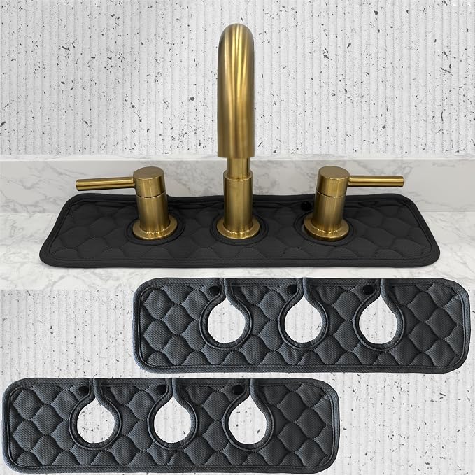 Bathroom Sink Splash Guard 3-Round-Hole : AHA HOMEWARE, Faucet Mat by AHAHOMEWARE