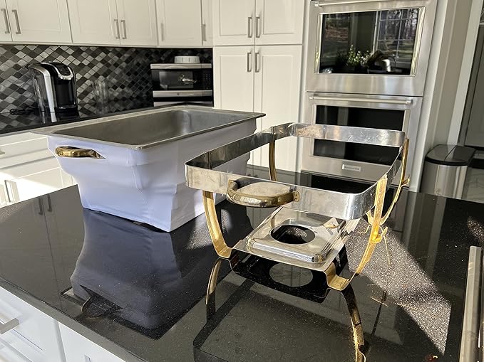 2 Pack Chafer Wind Guard - 'The Original Patented' Chafing Dish Wind Guard - Flame Retardant Sterno Covers - Catering Supplies Buffet Display Accessories for Weddings Events Parties - Creamy White