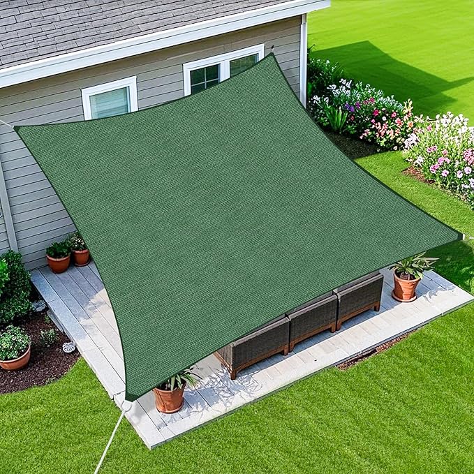 Amagenix Sun Shade Sail 6'X15' Curved Edge Outdoor Shade Canopy Dark Green Breathable 95% UV Block Shade Cloth for Patio Garden Backyard (We Make Custom Size)