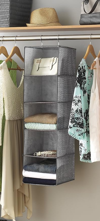 Whitmor Hanging Accessory Shelves 5 Open Sweater Shelves Crosshatch Gray - Image 2