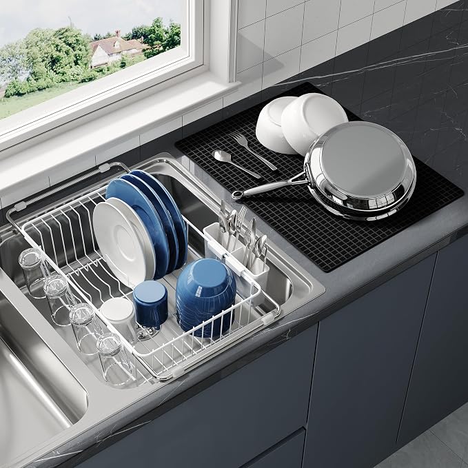 JASIWAY White Dish Drying Rack in Sink by JASIWAY