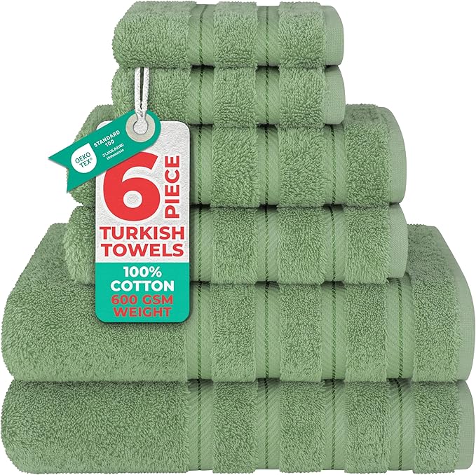 American Soft Linen 100% Cotton Luxury Turkish Towels, 6 Piece Towel Set | Soft by AmericanSoftLinen
