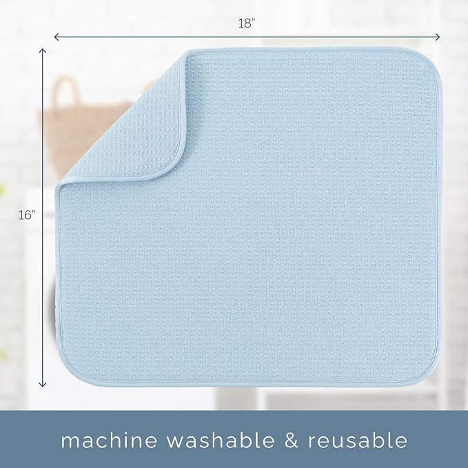 S&T INC. Dish Drying Mat, Sky Blue | Absorbent Microfiber, Kitchen Counter Mat - Image 6