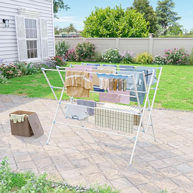 Drying Rack Clothing, 35.43in Long Drying Poles Large Clothes Drying Rack | - Image 6