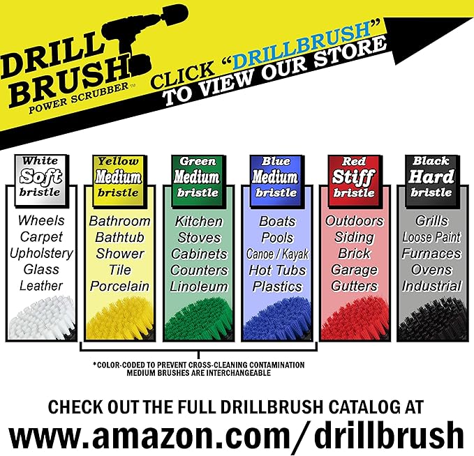 Kitchen Accessories - Pot Cleaner - Rice Cooker - Scrubber - Drill Brush - 2-inch Round Spin Brush Set - Grout Cleaner - Hard Water, Mineral, Calcium, Soap Scum - Rust Remover - Bird Bath - Cleaner