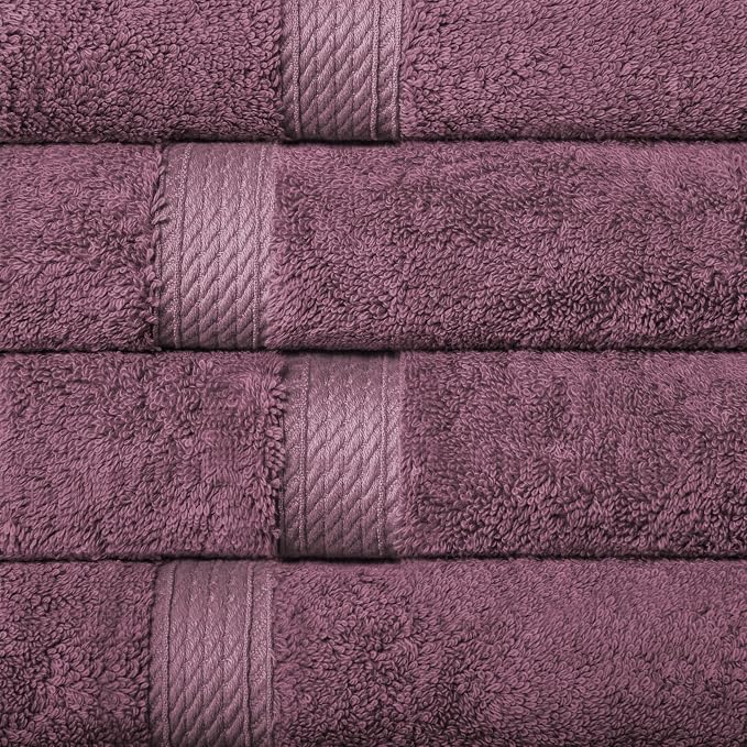 SUPERIOR Egyptian Cotton Plush & Absorbent, Hand Towel Set of 4, Plum | Quick - Image 3