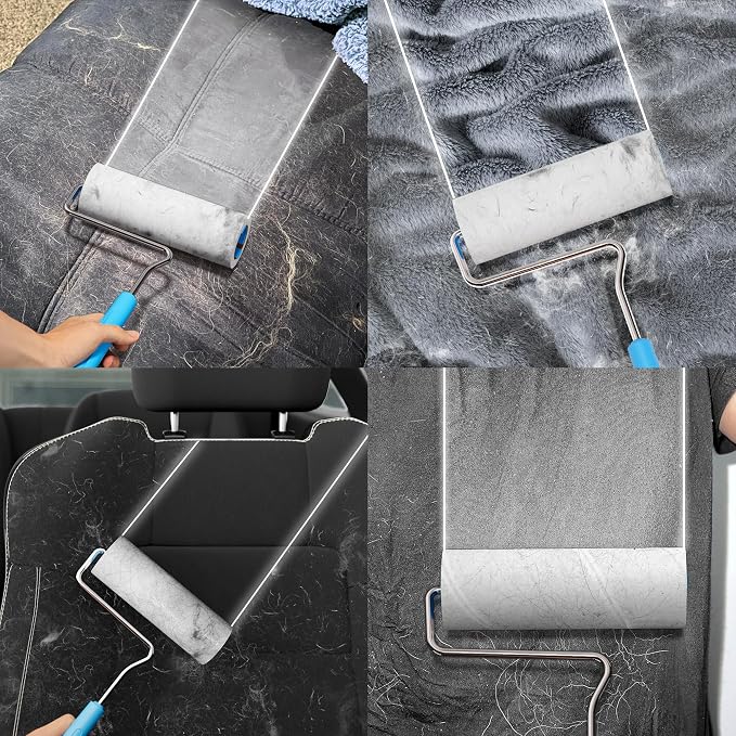 Large Surface Extra Sticky Lint Roller 6.3'', 444 Sheets Long Handle Pet Hair - Image 5