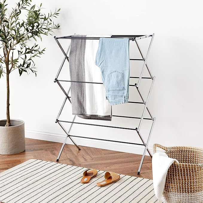 Amazon Basics Foldable Portable Metal Clothes Drying Rack - Image 2