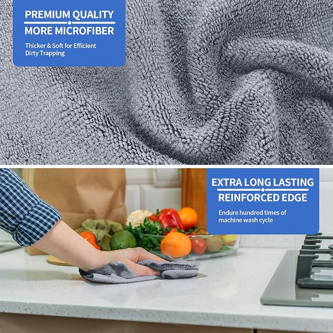 Microfiber Cleaning Cloth, Premium 8 Pack Cleaning Towels, Lint-Free - Image 3