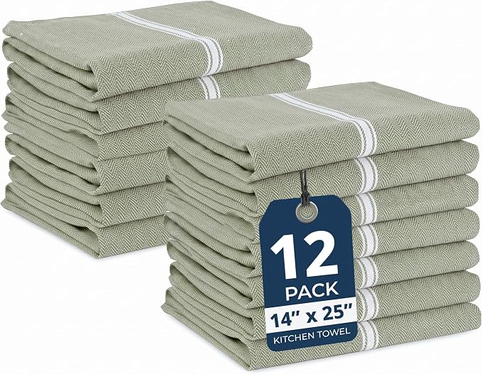 LANE LINEN 100% Cotton Dish Towels Absorbent Lint-Free 12 Pack by LaneLinen