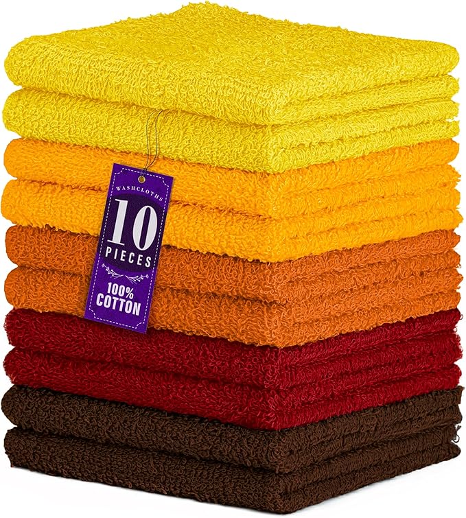 DecorRack 100% Cotton Washcloths 12x12 in by DecorRack