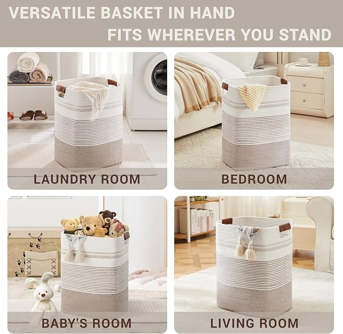 85L Tall Woven Laundry Basket Hamper - Image 4