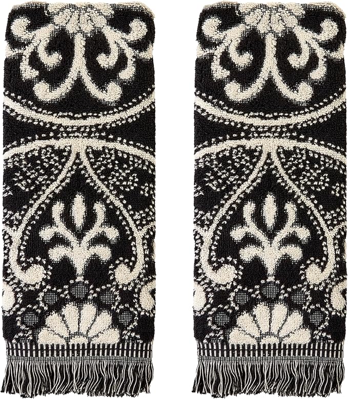 SKL Home Amherst Medallion Hand Towel Set-2pc, Premium 100% Cotton, reversible by SKLHomebySaturdayKnightLtd