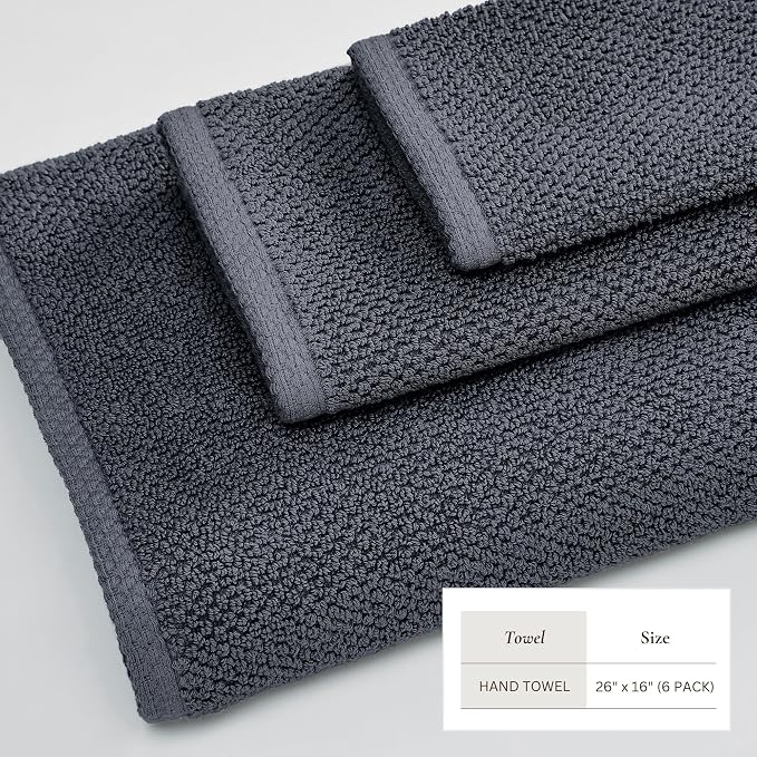Great Bay Home 100% Cotton 6 Pack 26x16 Hand Towel Set - Image 4