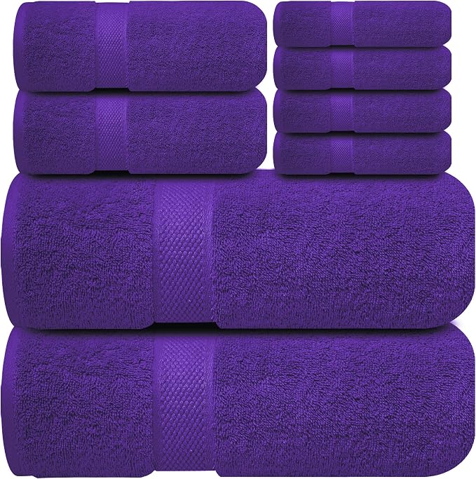 Infinitee Xclusives 100% Cotton Bath Towel Set – 8 Piece Bathroom Towel Set | – by InfiniteeXclusives