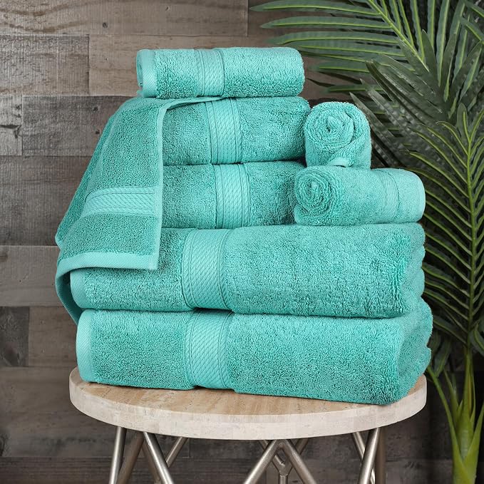 SUPERIOR Egyptian Cotton Ultra Plush & Absorbent, 8 Piece Set, Turquoise | by SUPERIOR