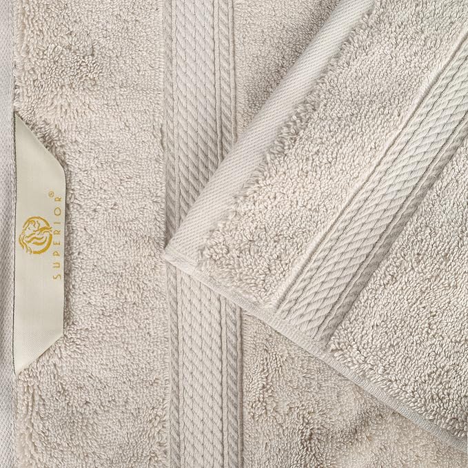 SUPERIOR Egyptian Cotton Pile Heavyweight Bath Sheet, 2 Piece Set, Stone | - Image 7