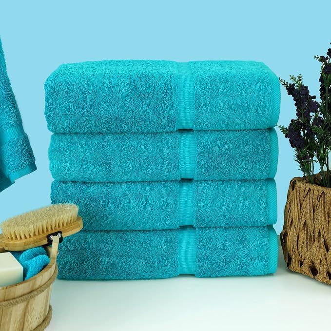 Chakir Turkish Linens 100% Cotton 4-Pack Bath Towels 27x54, Aqua | Premium - Image 2