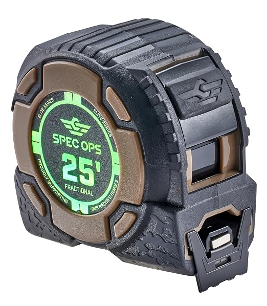 Spec Ops Elite Heavy Duty Tape Measure, 25 Ft Magnetic Fractional by SpecOps