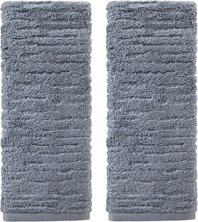 SKL Home CloudSoft Hand Towel Set, 100% Cotton Luxury, Smoke Blue | Premium by SKLHomebySaturdayKnightLtd