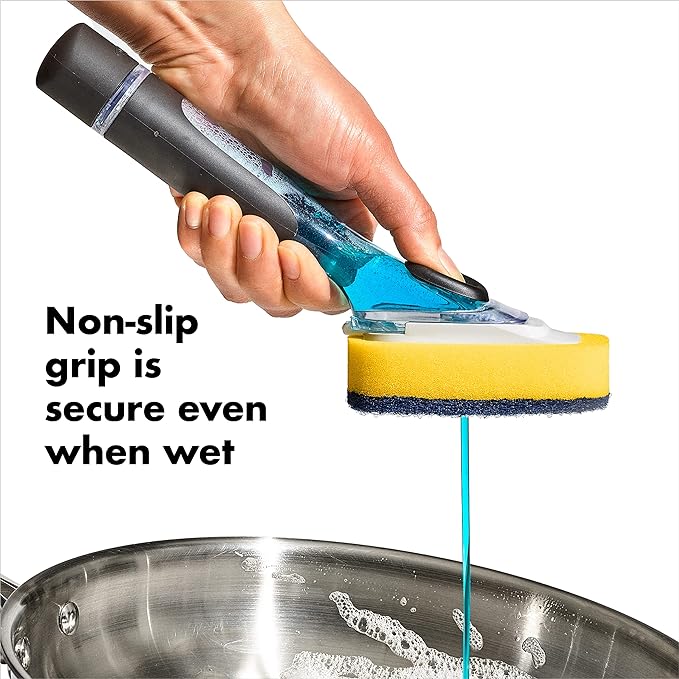 OXO Good Grips Soap Dispensing Dish Scrub​ | Push Button - Image 6