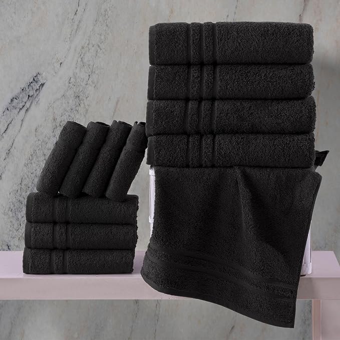Hawmam Linen Black Bath Towels 4-Pack - Image 2