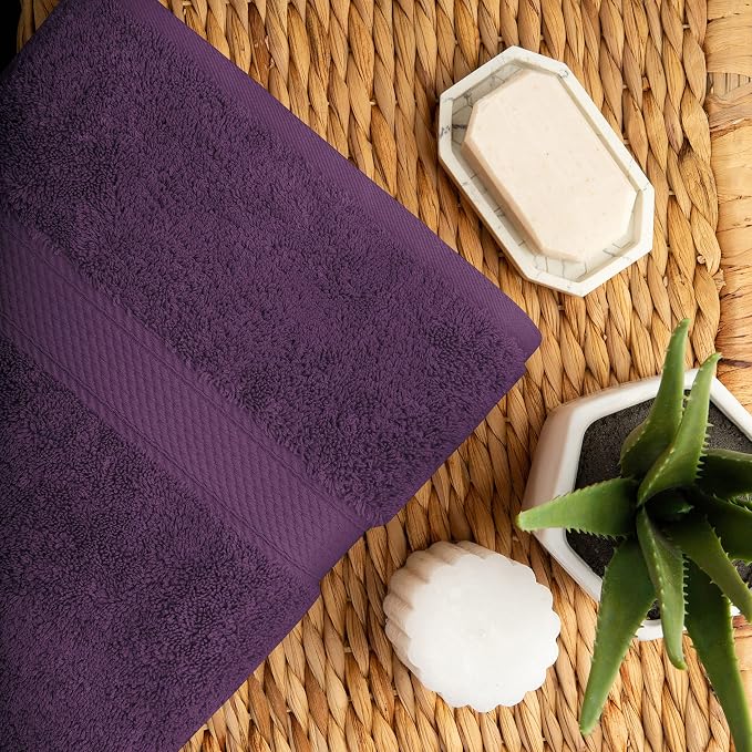 SUPERIOR Egyptian Cotton Ultra Plush & Absorbent, 10 Piece Set, Plum | Quick Dry - Image 6